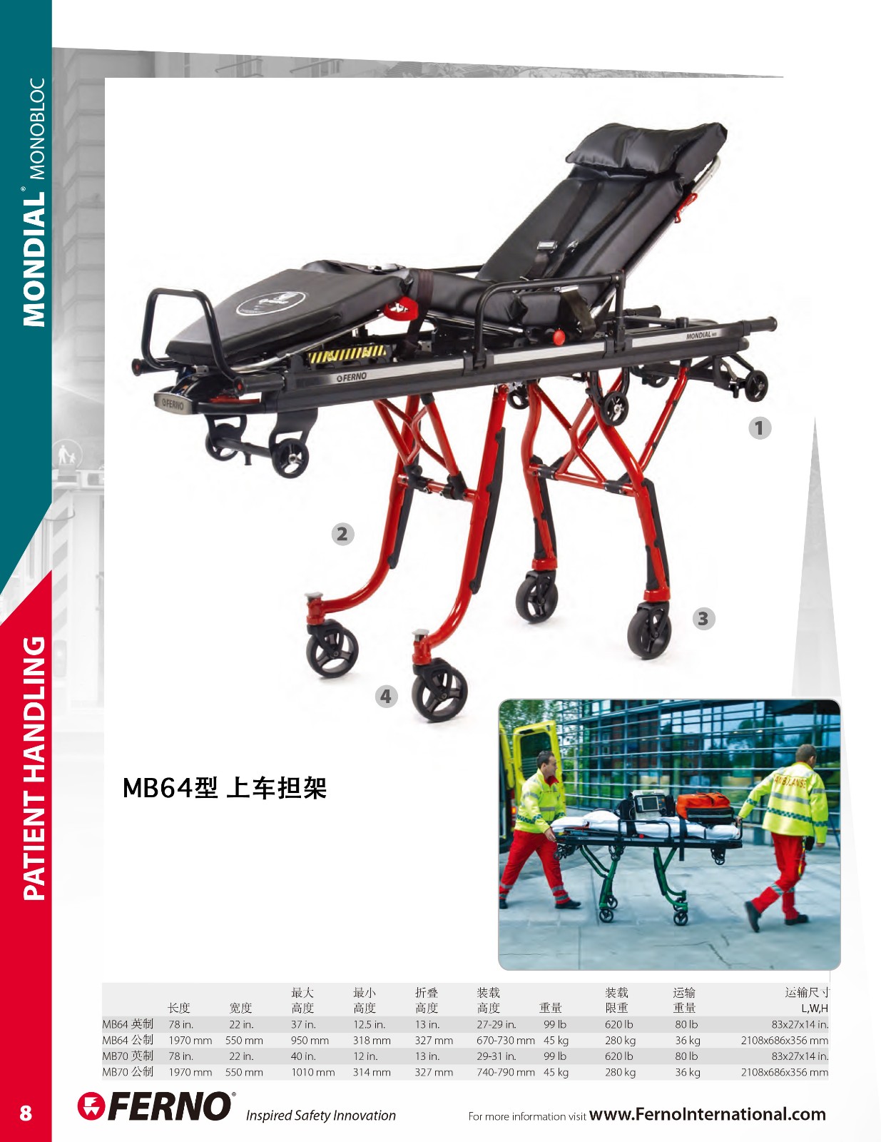 FERNO擔(dān)架 MB64型 上車(chē)擔(dān)架 擔(dān)架(圖1)